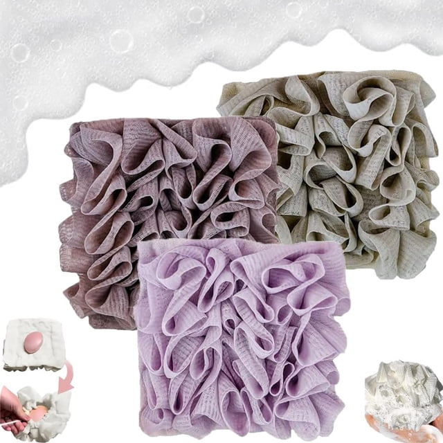 Loufee, Loufee Loofah Washcloth, The Leeffa Soft Loofah and Washcloth, 2 en 1 paño de ducha para exfoliar, Luffa Back Scrubber para ducha (3PCS-C)
