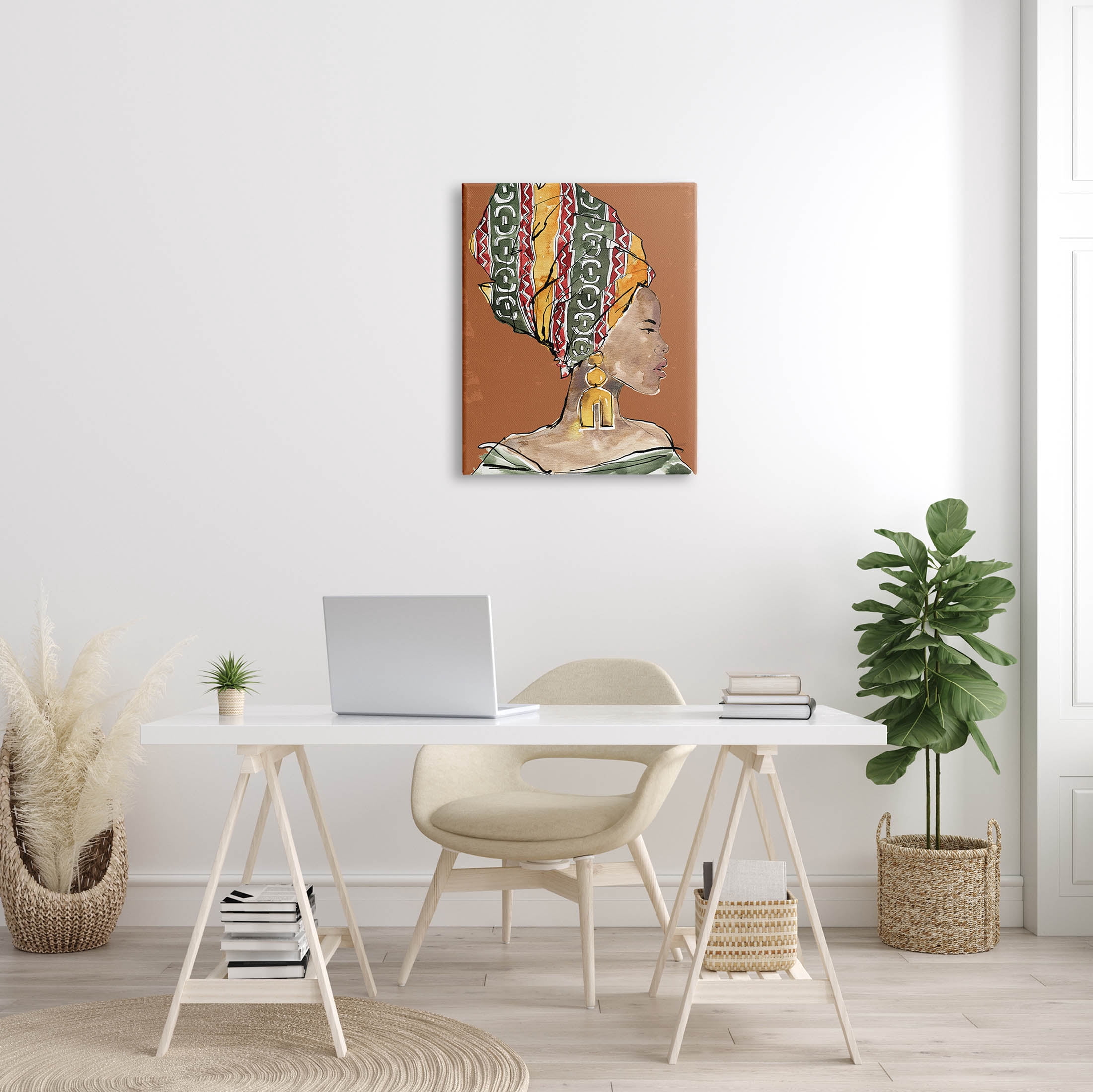Stupell Industries African Flair Earthy Portrait Graphic Art Gallery Wrapped Canvas Print Wall Art, Design by Anne Tavoletti