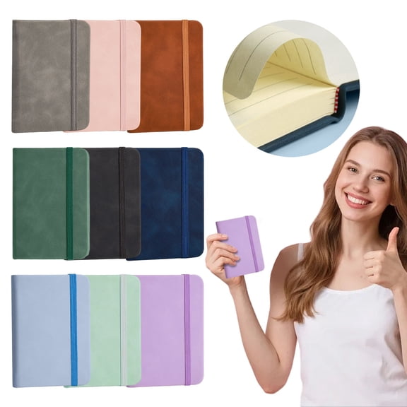 CHENjy A7 Pocket Notebook with Sewn Binding, Thickened Softcover 100 Pages Multi Color Portable Notebook for Daily Note Taking, 1 PC,Pink