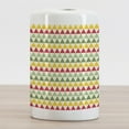 thumbnail image 2 of Retro Ceramic Toothbrush Holder, Colorful Triangles Sharp Edged Geometric Shapes in Horizontal Line, Decorative Versatile Countertop for Bathroom, 4.5" X 2.7", Dark Coral Pale Green, by Ambesonne, 2 of 4