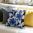 thumbnail image 3 of SHANXI Throw Pillow Covers Abstract Pattern Artistic Flower Beautiful Leaves Blue White Velvet Comfortable Decorative Couch 20x20in, 3 of 5