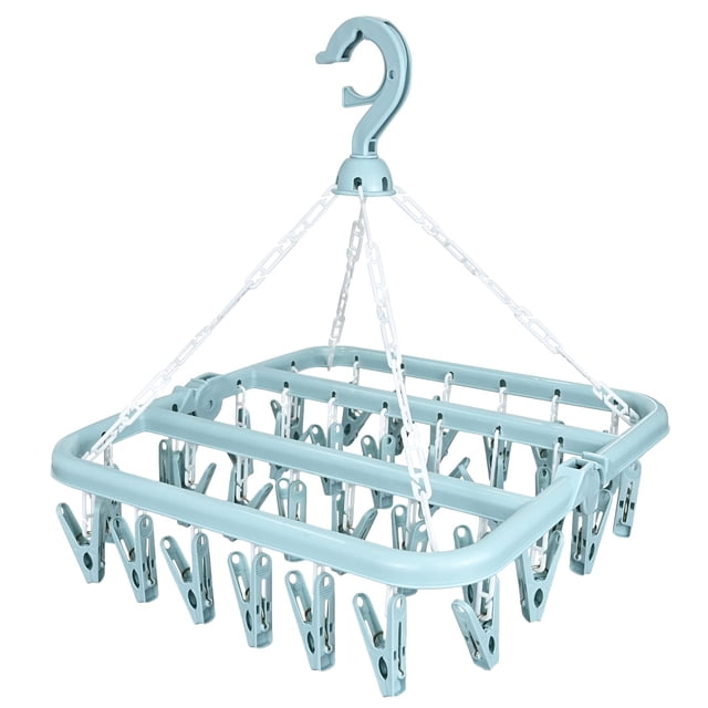 Secador de calcetines, estante de secado de calcetines con 32 clavijas colgador de goteo para ropa, secador colgante plegable para interiores con gancho a prueba de viento oso de fresa Hogar