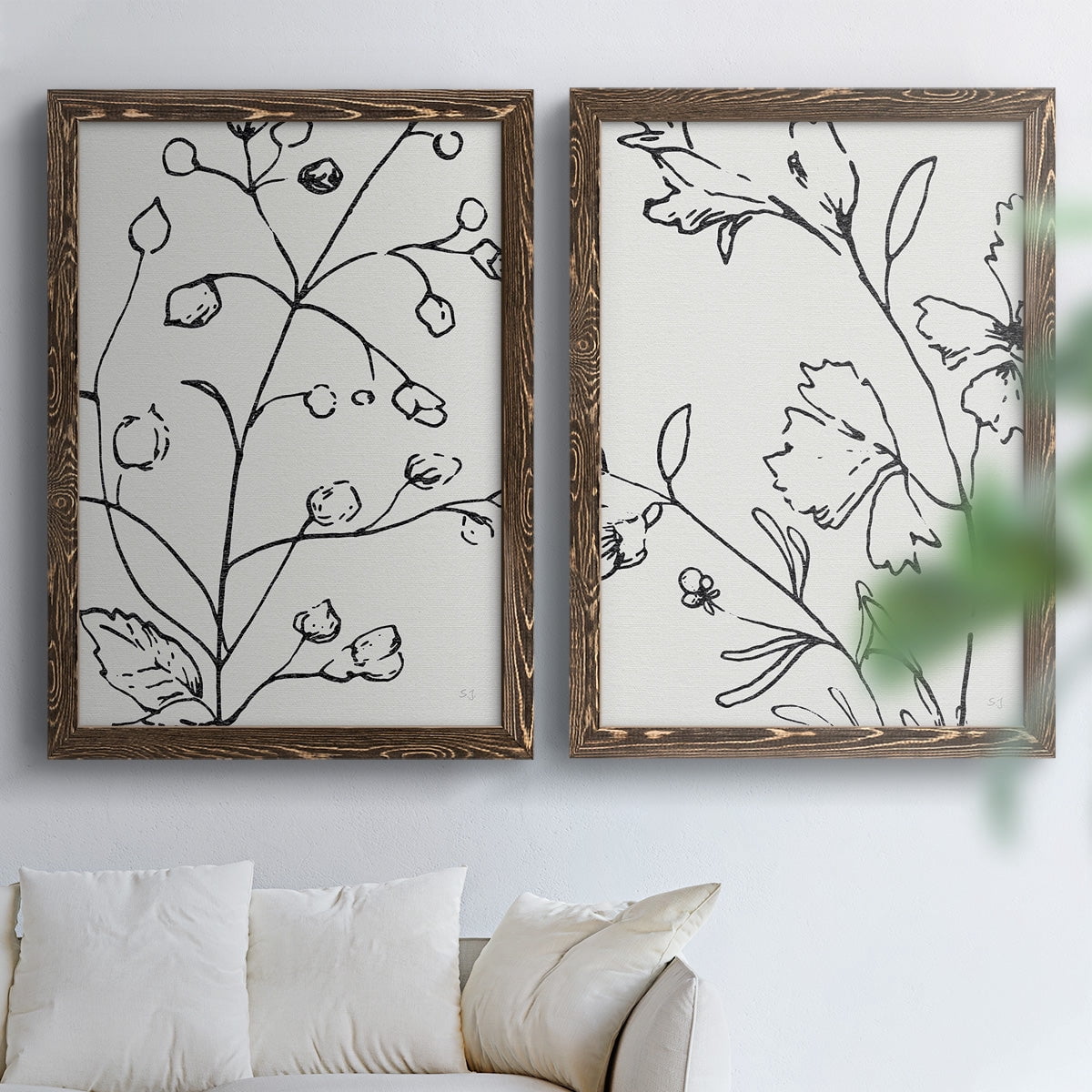 Botanical Sketch I - Premium Framed Canvas 2 Piece Set - Ready to Hang