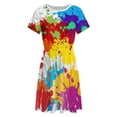 thumbnail image 4 of Splatter Color Background Women's Dress Short Sleeve Summer Sundress Summer Women Clothes, 4 of 7