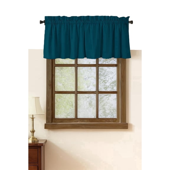 Native Fab Set of 2 Valance Curtains for Windows 54"x18" for Living Room Bedroom Kitchen Windows Bathroom, Farmhouse Vintage Curtain Valances Rod Pocket - Teal Green