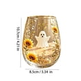 thumbnail image 2 of Cute Ghost Sunflower Stemless Wine Glass, Gold Rim Floral Ghost Print Clear Glass Cup, Fall Halloween Decorative Tumbler for Coffee Juice Wine Home Party Gift, 2 of 7
