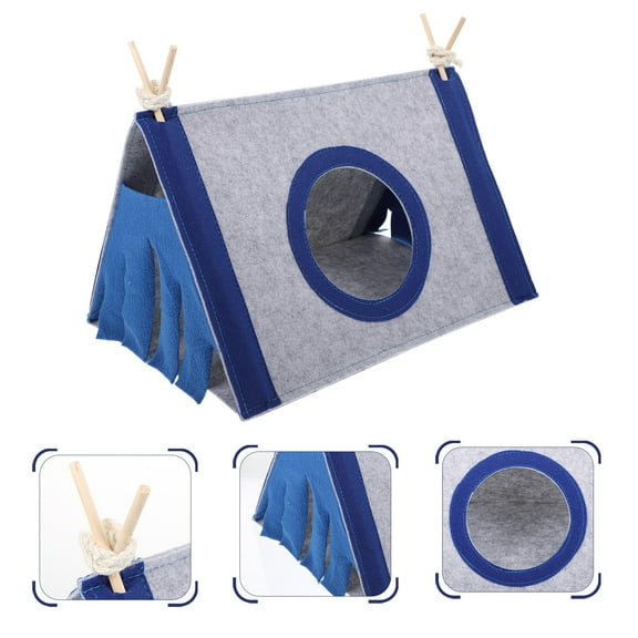 HEMOTON  Hamster Nest Guinea Pig Hay Hideouts Hut Chinchilla Tent Blue