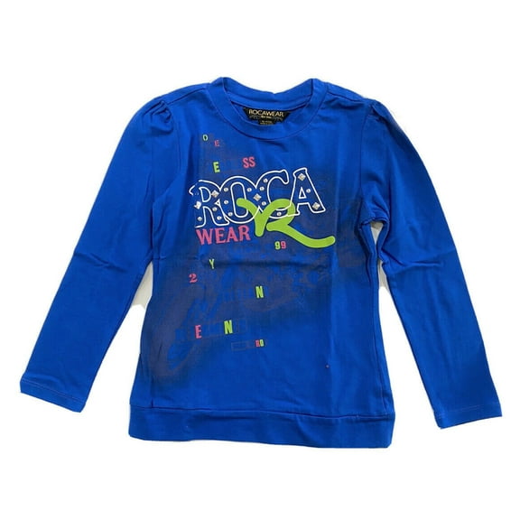 ROCAWEAR GIRLS TOP - TWISTER SZ 6 LARGE BLUE - TEE SHIRT LONG SLEEVE