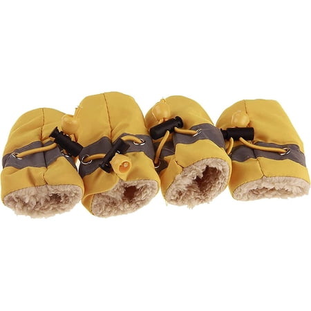 Anti Slip Dog Socks Shoes Adjustable Drawstring Boot Paw Protectors for Small Medium Pets Cats Yellow/Thick Medium