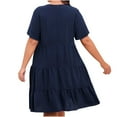 thumbnail image 5 of Diufon Plus Size Dresses for Women Round Neck Short Sleeve Dress Solid Color Waisted A-Line Dress, 5 of 5