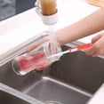thumbnail image 4 of Fmnung Long Handle Bottle Brush, Soft Sponge Scrubber for Baby Bottles, Thermoses, Glasses, and Tumblers, Scratch-Free Cleaning Tool with Hanging Hook, 11.4 Inch Red, 4 of 9