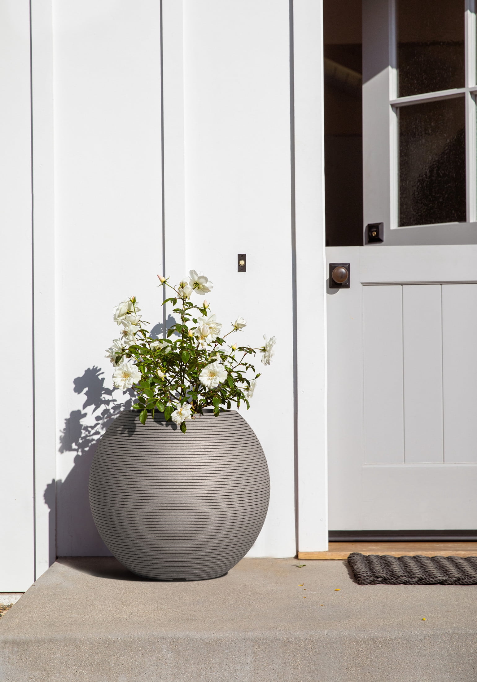 Veradek Strata Series Sphere Plastic-Stone Round Planter - Gray, 2 Pack