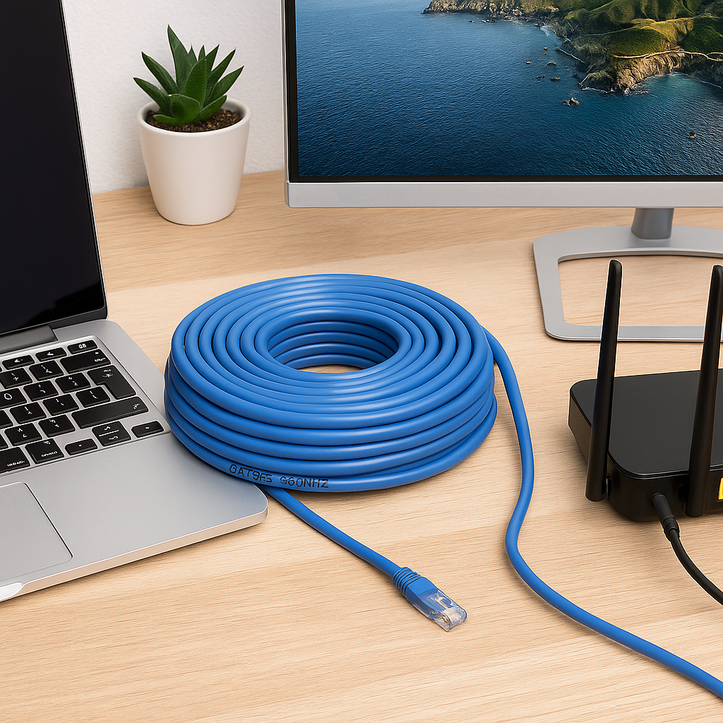 75ft Cat5e Ethernet Network Cable – UTP Patch Cable with RJ45 Connectors, Blue