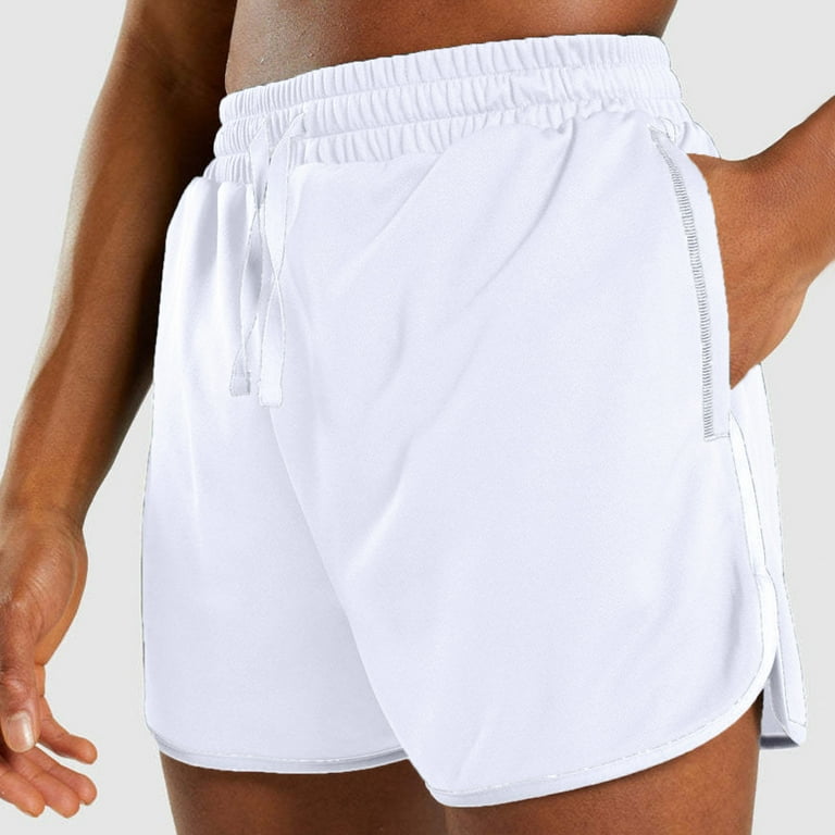 Iopqo Shorts Men male Summer Sport Splice White Bar Shorts Drawstring Solid Pocket Shorts Quarter Pants White XXL, Men's, Size: 2XL