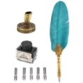 thumbnail image 1 of Rro Feather Pen Set, European Classical Fountain Pen Antique Peacock Feather Metal, 1 of 1