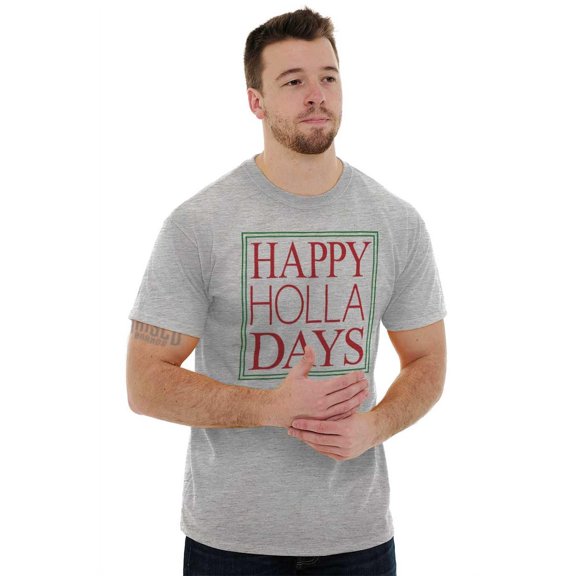 Christmas Happy Holla Days Holiday Men's Graphic T Shirt Tees Brisco Brands M