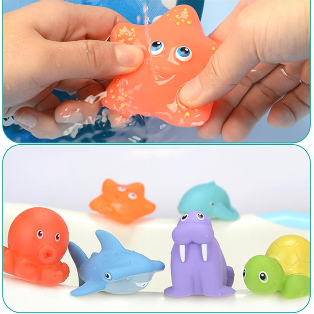 Baby Bath Toy, Water Spraying Discoloration Floating Animals, Bathroom Pool  Accessory, Shark Fishing Play Set for Babies and Kids 