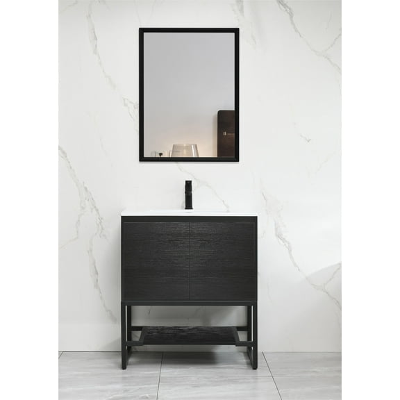 Eclife 36" Freestanding Bathroom Vanity Set with Integrated Sink Top, Metal Frame
