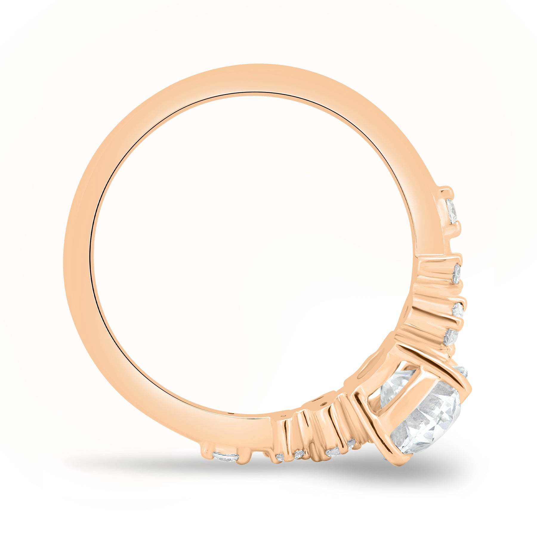 ESTE ORIGIN 1.25ct Oval Moissanite Engagement Ring with Accent Stones – 10K Rose Gold Promise Ring for Women, US 4.