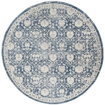 SAFAVIEH Brentwood Fidan Floral Area Rug, Navy/Creme, 3' x 3' Round
