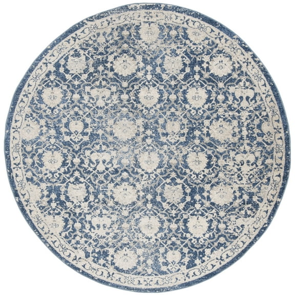 SAFAVIEH Brentwood Fidan Floral Area Rug, Navy/Creme, 3' x 3' Round