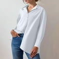 thumbnail image 2 of aidice Shirts for Women Casual Lapel Neck Long Sleeve Button up Loose Solid Color Office Work Tops, 2 of 7