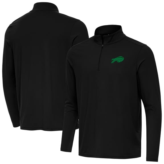 Men's Antigua Black Buffalo Bills St Patrick Day Intent Quarter-Zip Pullover Top