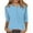Sky Blue, variant on WTXUE T-Shirts 3/4 Sleeve, Crew Neck Shirts for Women's Button up T Shirt Top Solid | Casual for Women Sky Blue XXL