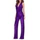 thumbnail image 1 of Gibobby Vestidos de noche Mono para mujer, pantalones rectos brillantes, elegantes, elegantes, mono, ropa de noche para discoteca（Morado， L), 1 of 5