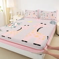 thumbnail image 3 of Feelyou Child Cartoon Giraffe Full Size Sheets, Rustic Flower Floral Bed Sheets, Stripes Abstract Line Sheet Sets, Luxury Bedroom Decor, 4pcs, 3 of 7