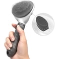 thumbnail image 1 of Cepillo para perros (gris), cepillo autolimpiante para perros y gatos, cepillo de aseo para mascotas que elimina suavemente el pelo suelto y enredado de las alfombras, utilizado para masajes y autolim, 1 of 5