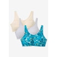thumbnail image 2 of Comfort Choice Women's Plus Size 3-Pack Cotton Wireless Bra, 2 of 6