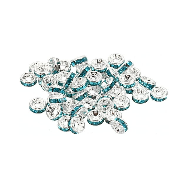 Unique Bargains 4mm Spacer Beads, 100pcs Bead Spacers Rhinestone Round Bulk Beads for Jewelry Making, Blue