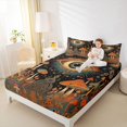 thumbnail image 4 of Homewish Boho Bohemain Twin Sheet Sets,Rustic Fungus Mushroom Twin Fitted Sheet,Orange Black Flat Sheet For Kids,Super Cozy Room Decor,3 Pieces, 4 of 7