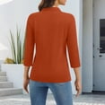 thumbnail image 4 of Qwertyu Women's Polo Shirts 3/4 Sleeve Cotton Collared T Shirt Golf Shirt Business Casual Tee Uniform Tops 3-Button Ginger 2XL, 4 of 5