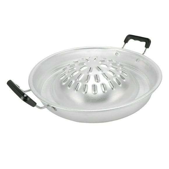 Thai Korean BBQ Grill Pan, Aluminum BBQ Grill Topper, 2 in 1 Non Stick Smoke Steak Grill Charcoal Pan Pork Hot Pot, Even Heating Barbecue Grill Plates, Camping BBQ Pan
