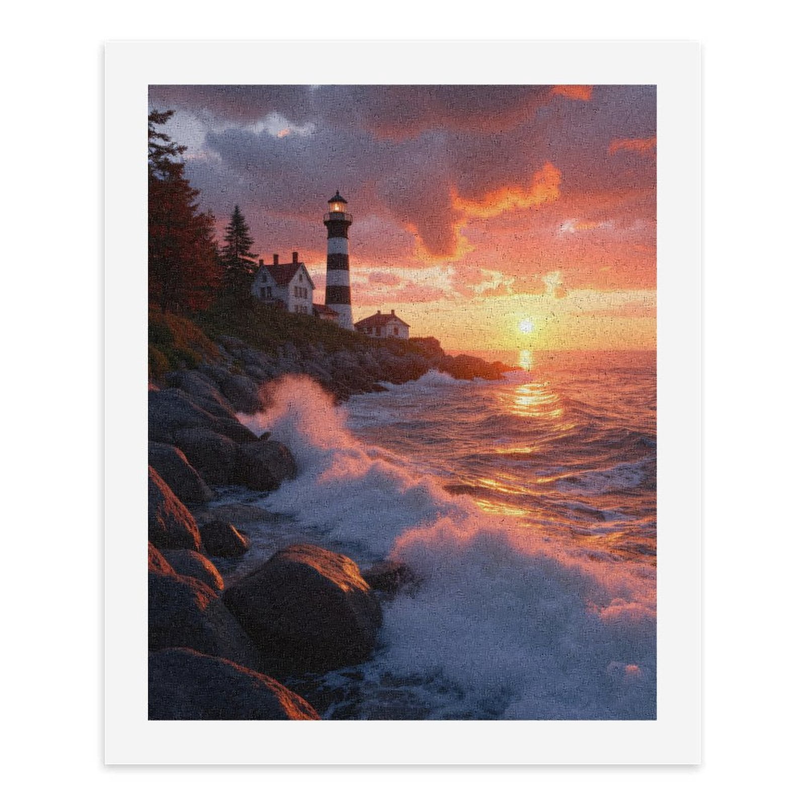Paint by Numbers Kit for Adults, Lighthouse Sunset Ocean Waves Rocks Paint by Numbers, Easy Paint by Numbers Kit for Adults Beginner, DIY Adult Paint by Number Kits on Canvas, Home Decor