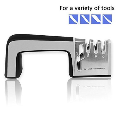 1 Sharpening System (Knife Sharpening System, 4 in 1 Knife Scissors Sharpener Maintaining Kitchen & Sport Knives, Kitchen)