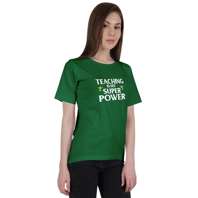 Inkmeso Haut Col Rond pour Femmes Enseignement Est Mon Super Pouvoir T-Shirt Citation Graphique Enseignant