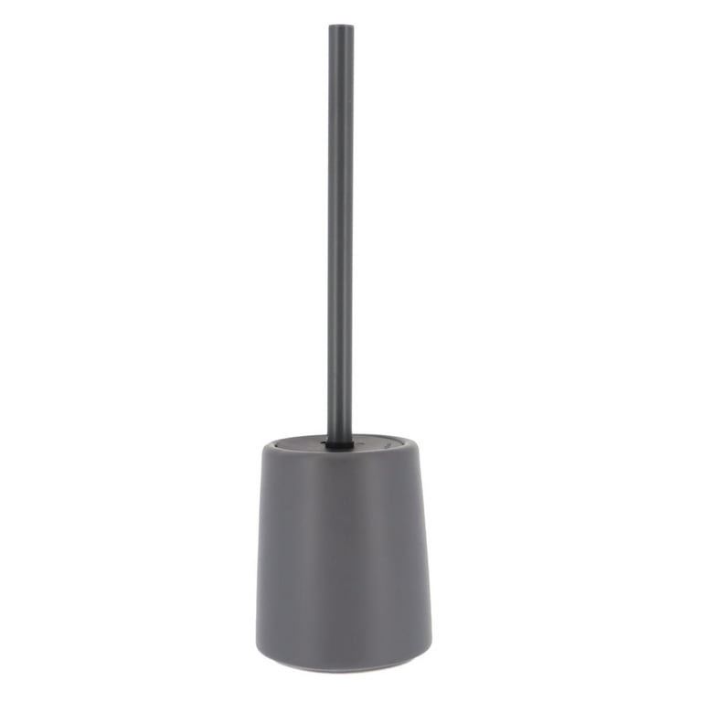 Gray Stoneware Toilet Bowl Brush and Holder - Sleek Round Shape for Stylish and Practical Bathroom Cleaning