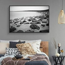 wall26 Framed Canvas Wall Art for Living Room, Bedroom Rocks on Sea Shore Canvas Prints for Home Decoration Ready to Hang - 16x24 inches