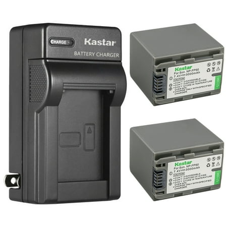Kastar NP-FP90 / FP91 2-Pack Battery and AC Wall Charger Replacement for Sony DCR-DVD304 DCR-DVD305 DCR-DVD403 DCR-DVD404 DCR-DVD405 DCR-DVD505 DCR-DVD602 DCR-DVD605 DCR-DVD653 Camcorder