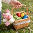 thumbnail image 5 of Easter Flower Basket Handmade Wicker Flower Arrangement Gift Spring Holiday Party Home Wedding Decor Packaged Design, 5 of 6