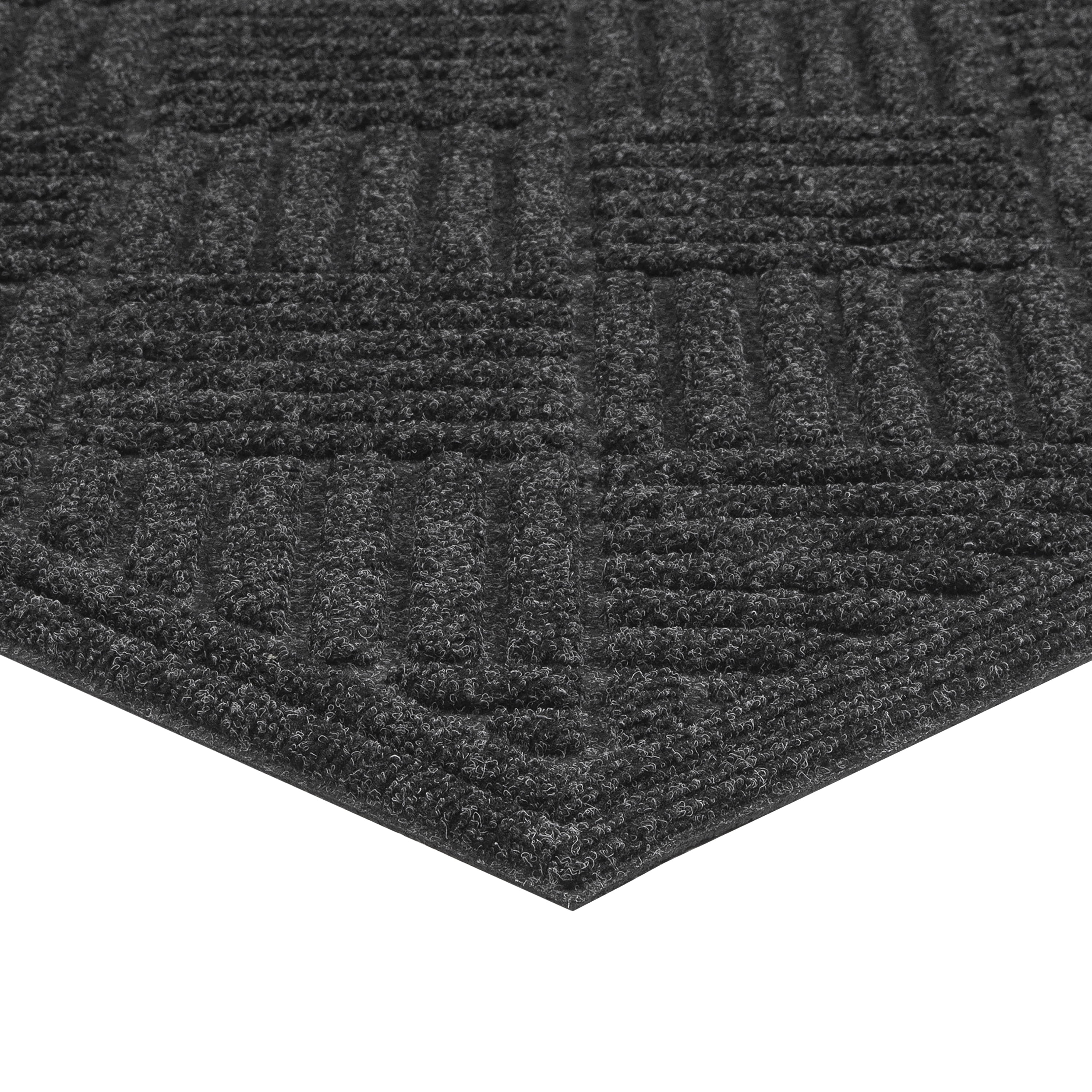 Mainstays Textures Crosshatch Polyester and Rubber Backed Doormat, 3' x 5', Onyx