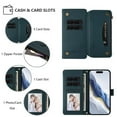 thumbnail image 4 of Magnetic Clasp Flip Stand Case for iPhone 14 Plus with Lanyard 5-Card Holder  Butterfly Flower Multi-card Zipper Wallet Leather Phone Case,Dark Green,For iPhone 14 Plus, 4 of 8