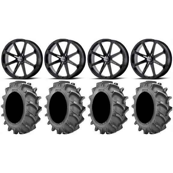 MSA Black Diesel 22" Wheels 40x9.5 BKT 171 Tires Kawasaki Mule Pro FXT