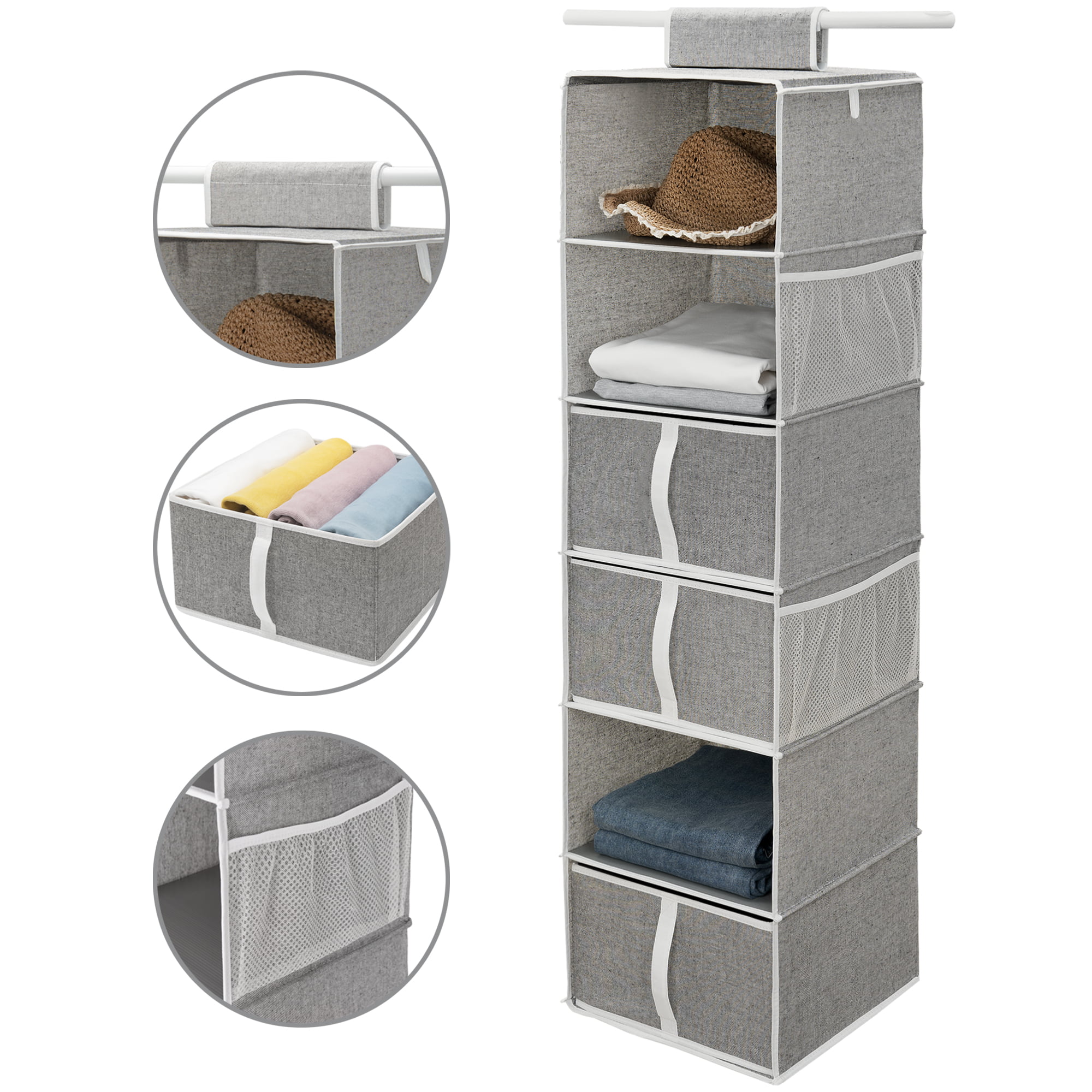  MSR Imports Pull Down Hanging Closet Caddy - Storage Space  Organization System Gray : Home & Kitchen