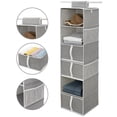 thumbnail image 2 of Foldable Hanging Closet Organizer with Drawers, 6-Shelf, Gray, 13.6" x 12.2" x 42.5", 2 of 8