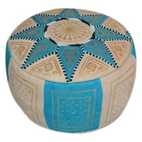 Moroccan Pouf Ottoman Footrest Hassock Handmade Leather Comfortable Unstuffed