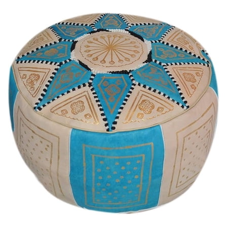 Moroccan Pouf Ottoman Footrest Hassock Handmade Leather Comfortable Unstuffed